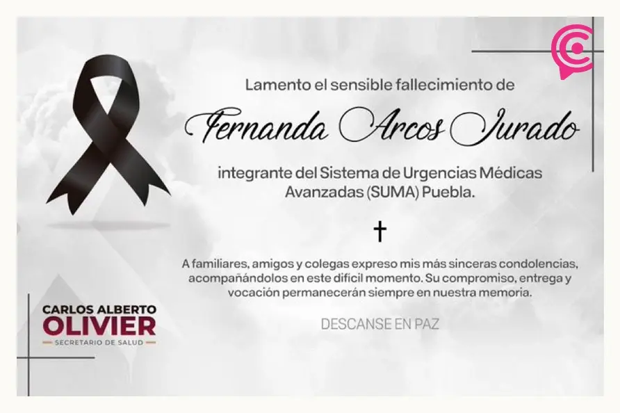 Luto en SUMA Puebla, fallece la paramédico Fernanda Arcos
