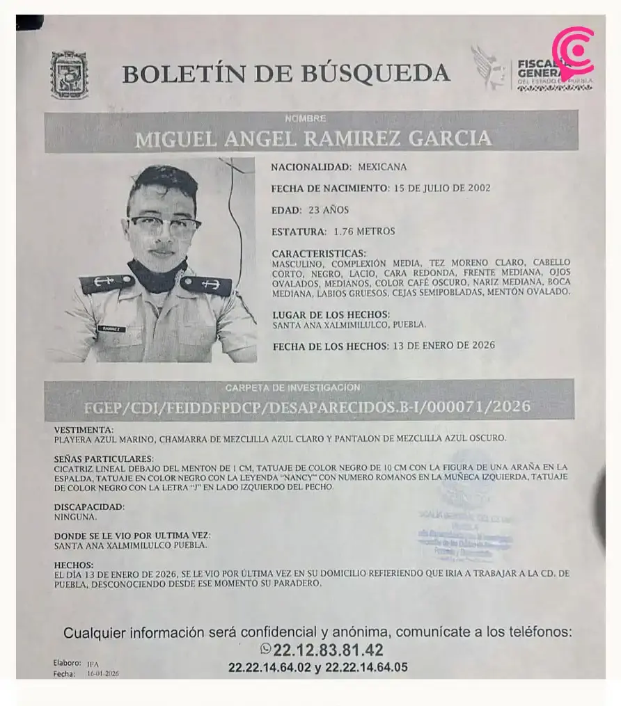 Identifican cuerpo encontrado en Camino al Batán, Puebla; estaba desaparecido