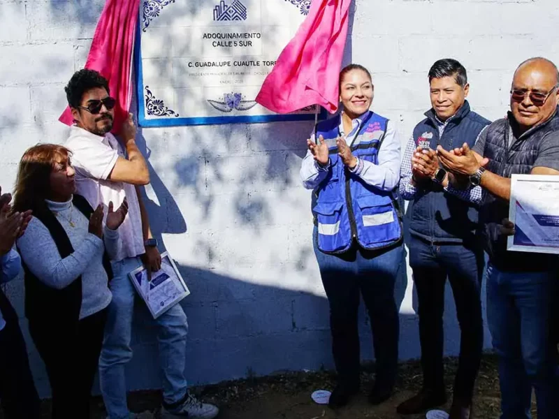 Calle 5 Sur de San Andrés Cholula pasó de ser tiradero a una vialidad adoquinada 