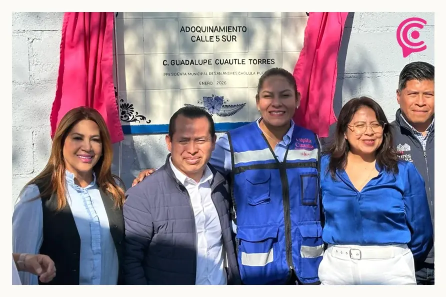 Calle 5 Sur de San Andrés Cholula pasó de ser tiradero a una vialidad adoquinada 