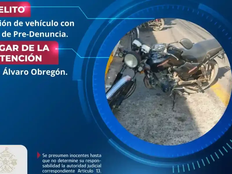 Secretaría de Seguridad Ciudadana de Atlixco localiza motocicleta con predenuncia de robo