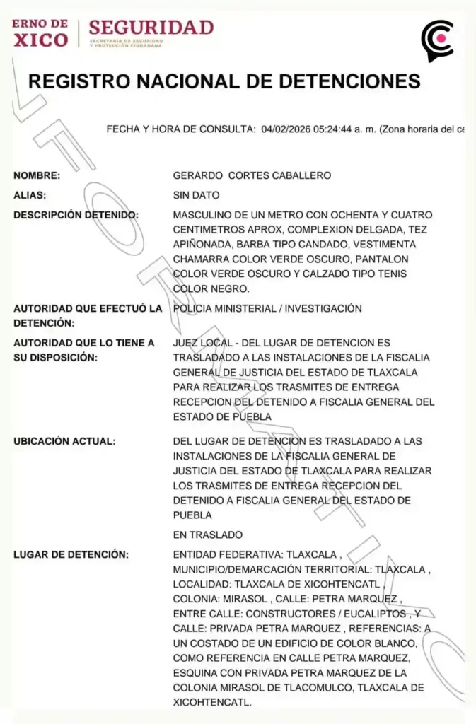 Detienen en Tlaxcala al alcalde prófugo de Cuautempan, Gerardo Cortés Caballero