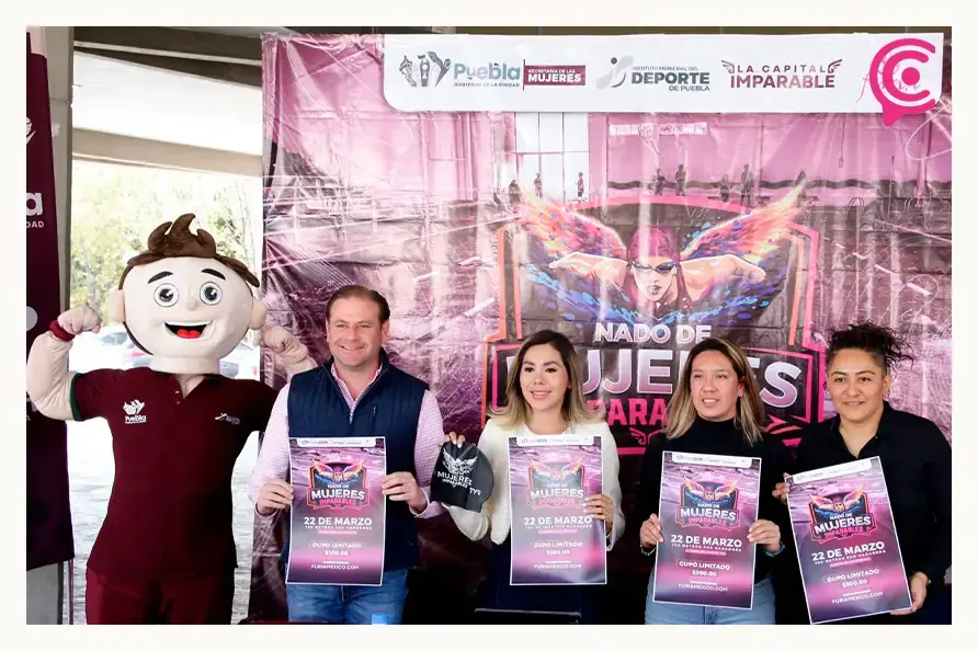 Ayuntamiento de Puebla realiza evento acuático “Nado de Mujeres Imparables” para fomentar salud e igualdad