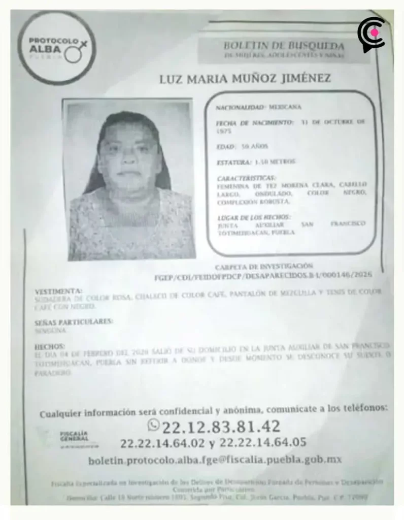 Luz María Muñoz, mujer hallada flotando en el Río Atoyac, Puebla; era vecina de Totimehuacan