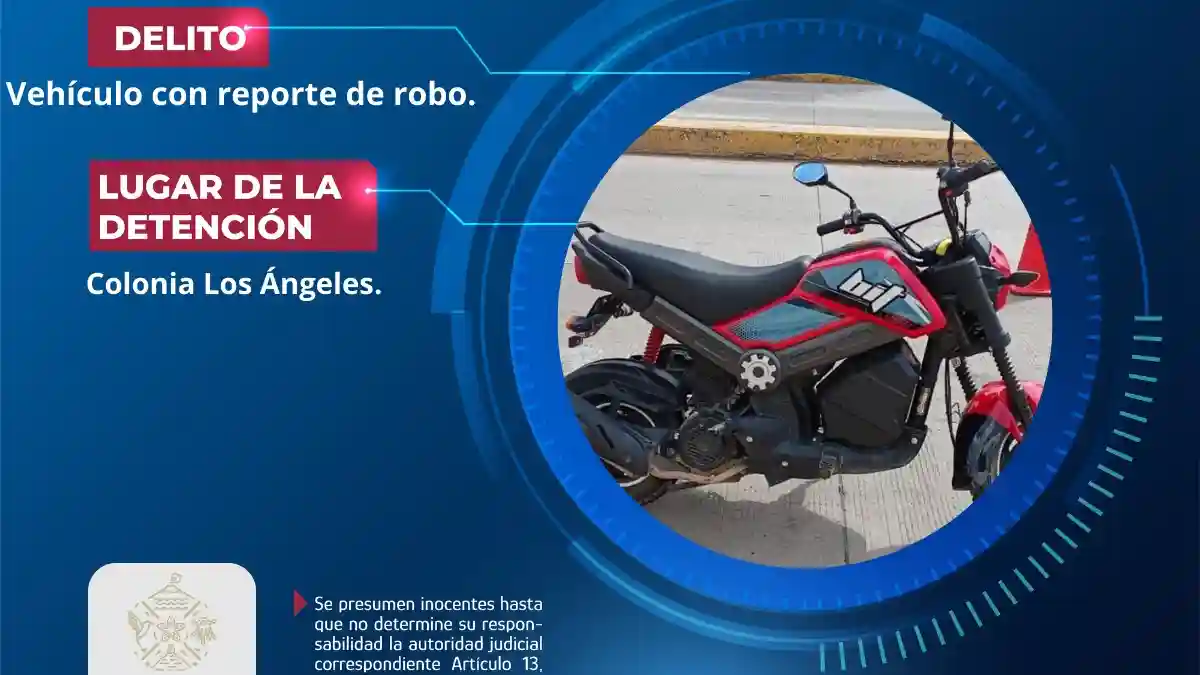 Secretaría de Seguridad Ciudadana localizan motocicleta con reporte de robo en Atlixco