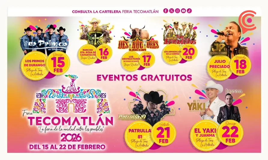Presentan la cartelera oficial de la Feria de Tecomatlán 2026