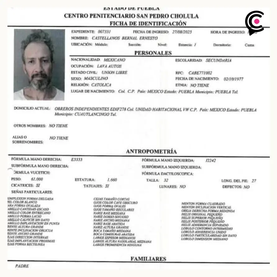 Reportan fuga de reo del penal de San Pedro Cholula