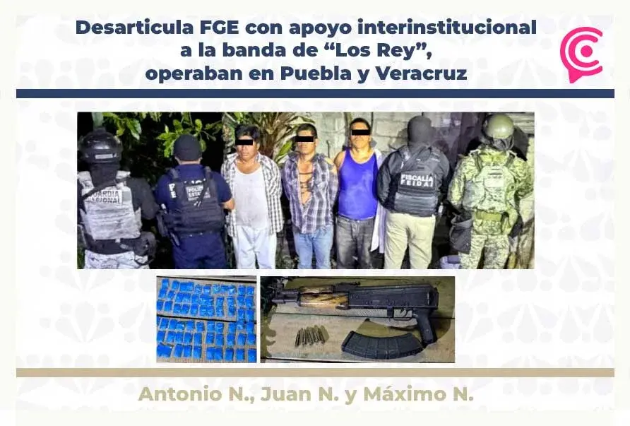 Fiscalía de Puebla desarticula l a la banda de "Los Rey" tras operativo en Huehuetla