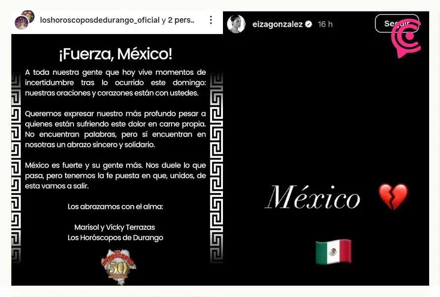 Famosos reaccionan a violencia en México tras muerte de El Mencho