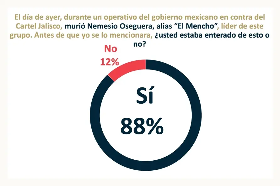 Operativo contra "El Mencho" lo aprobaron siete de cada diez mexicanos: De las Heras
