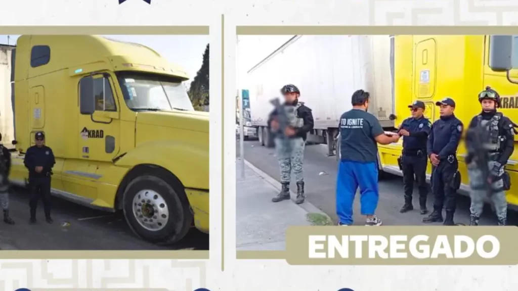 Policía de San Pedro Cholula y Guardia Nacional localizan unidad de carga robada en Texmelucan