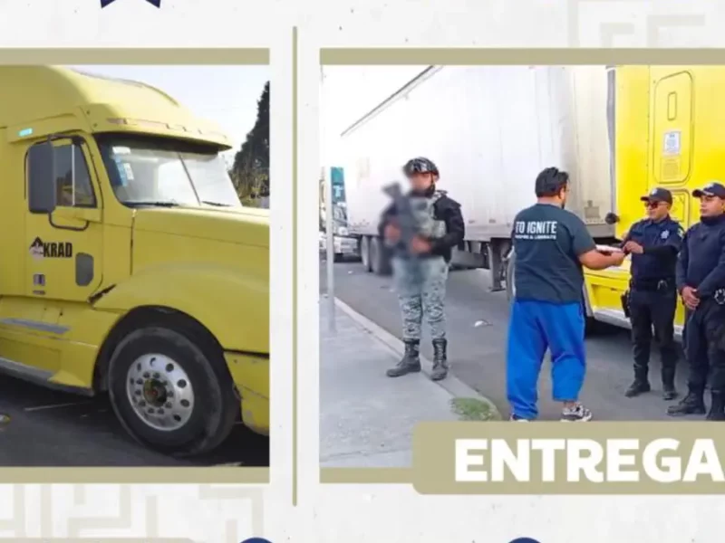 Policía de San Pedro Cholula y Guardia Nacional localizan unidad de carga robada en Texmelucan
