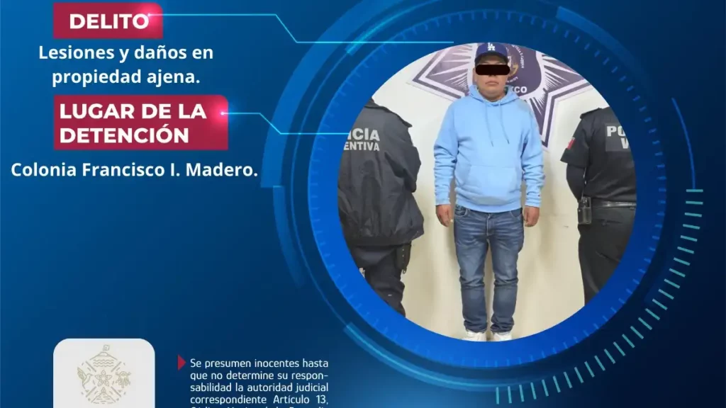 Seguridad Ciudadana de Atlixco detiene a masculino por lesiones y daños tras hecho de tránsito
