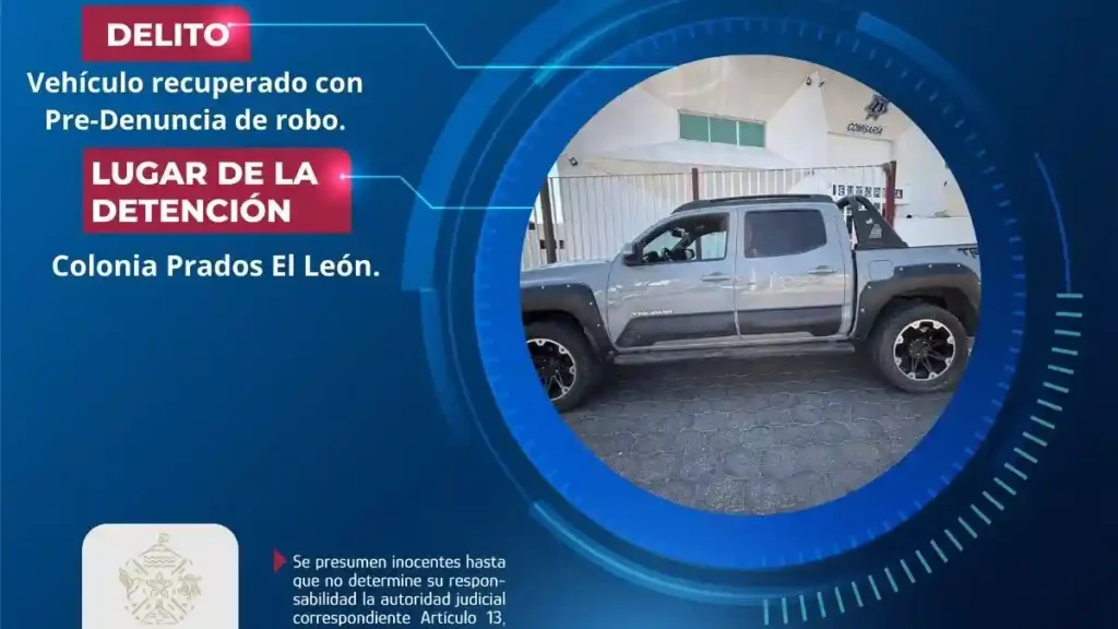 Recupera Seguridad Ciudadana de Atlixco camioneta con predenuncia de robo
