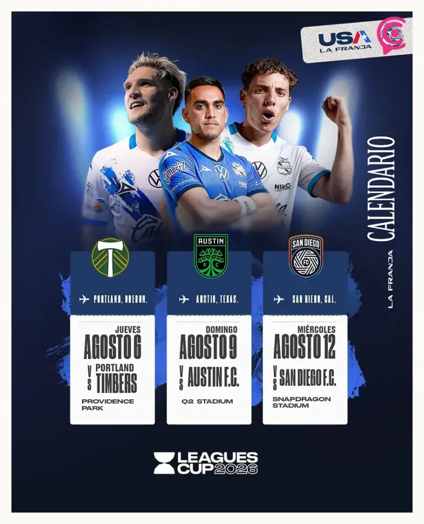 Este es el calendario del Club Puebla para la Leagues Cup 2026