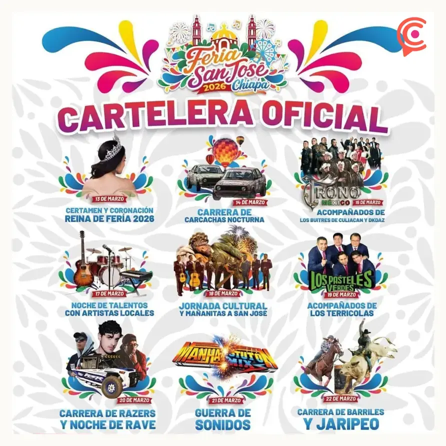 Revelan cartelera de la Feria de San José Chiapa 2026; estas son las actividades