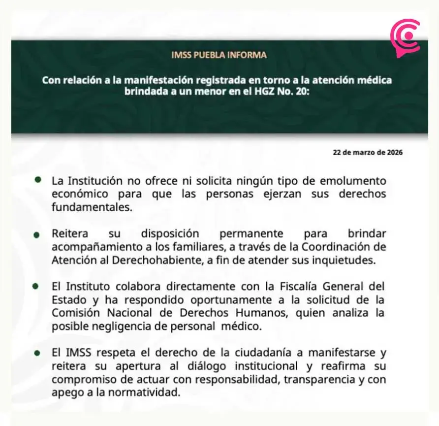 Madre de Sebastián rechazó 150 mil pesos del IMSS “La Margarita” para callar presunta negligencia