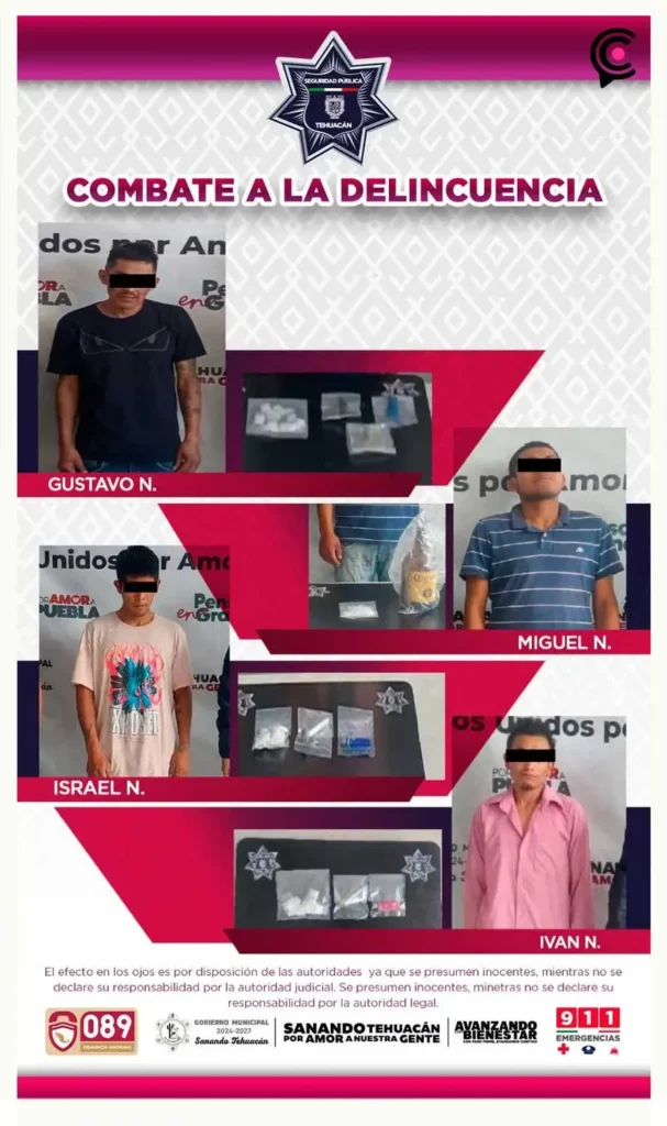 Policía Municipal detienen a cuatro narcomenudistas en Tehuacán