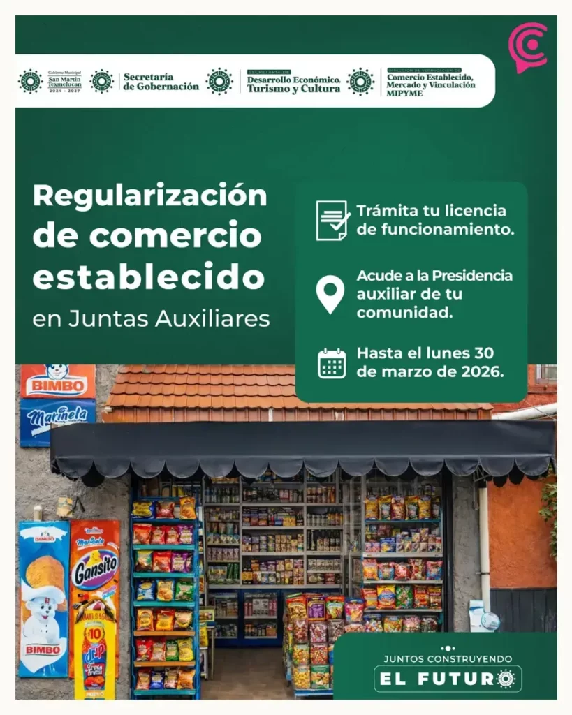 Gobierno de Juan Manuel Alonso impulsa la regularización del comercio establecido en Juntas Auxiliares