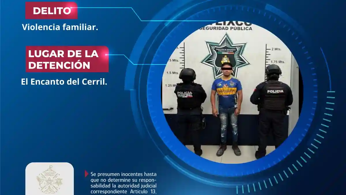 Secretaría de Seguridad Ciudadana de Atlixco detiene a masculino por probable violencia familiar