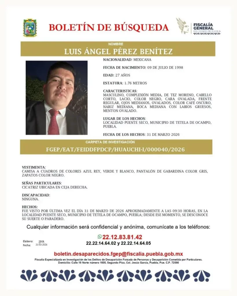 Denuncian desaparición de excoordinador jurídico de Cuautempan el día que debía presentarse ante Casa de Justicia