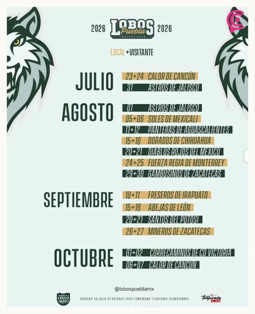 Lobos Puebla revela su calendario 2026 de la Liga de Baloncesto Profesional