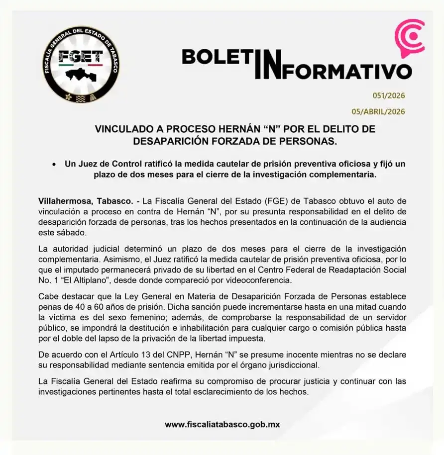 Vinculan a proceso a Hernán Bermúdez Requena, líder de La Barredora por desaparición forzada