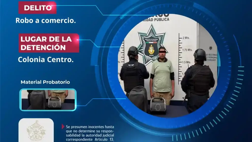 Secretaría de Seguridad Ciudadana de Atlixco detiene a presunto ladrón en el centro
