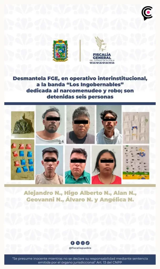 Fiscalía de Puebla detiene a seis personas durante operativo en El Porvenir