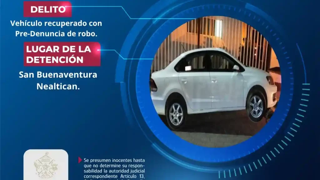 Secretaría de Seguridad Ciudadana de Atlixco recupera vehículo con reporte de robo