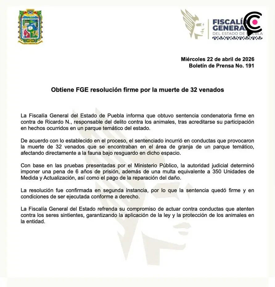 Ratifican sentencia contra Ricardo N por matar a 32 venados en Volcanic Park, Puebla
