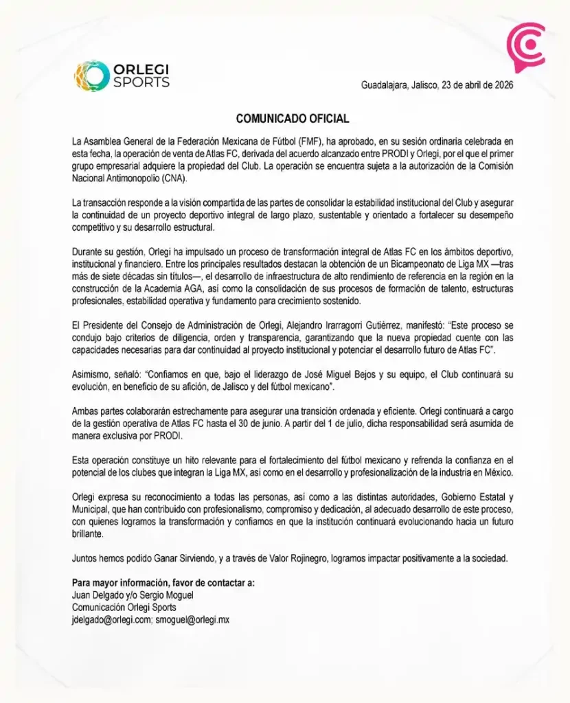 Confirman la venta del Atlas al Grupo Prodi encabezado por José Miguel Bejos