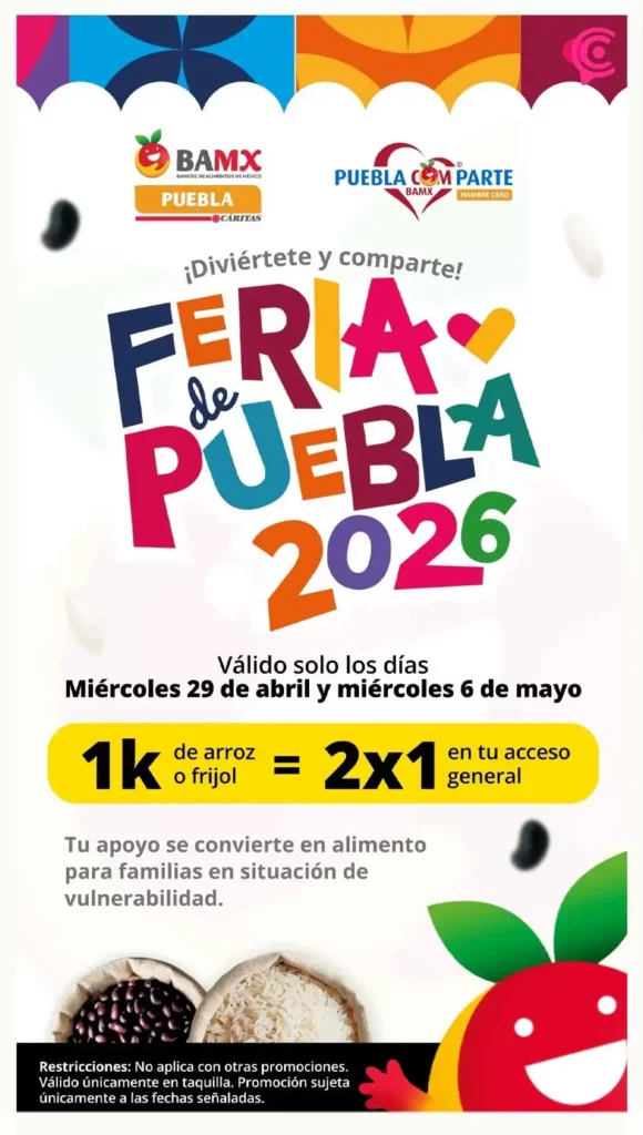 Feria de Puebla 2026 lanza promoción en boletos a cambio de alimentos; así funciona
