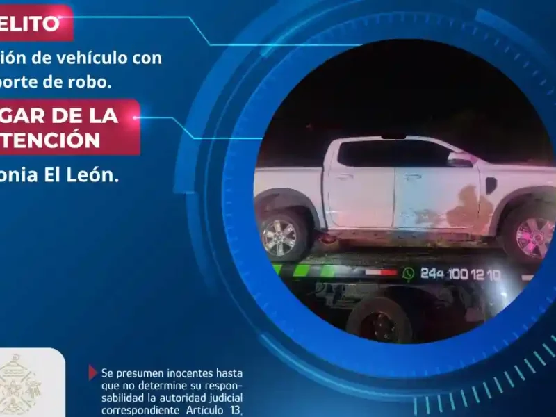 Seguridad Ciudadana de Atlixco localiza camioneta con reporte de robo