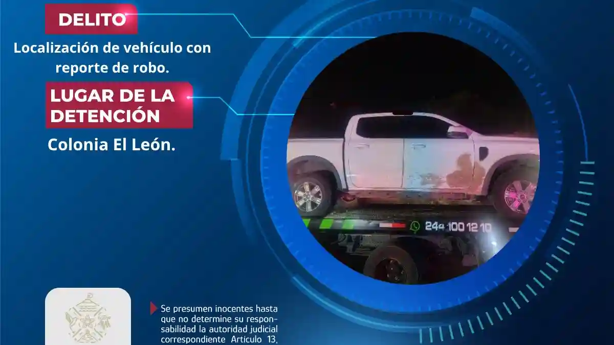 Seguridad Ciudadana de Atlixco localiza camioneta con reporte de robo