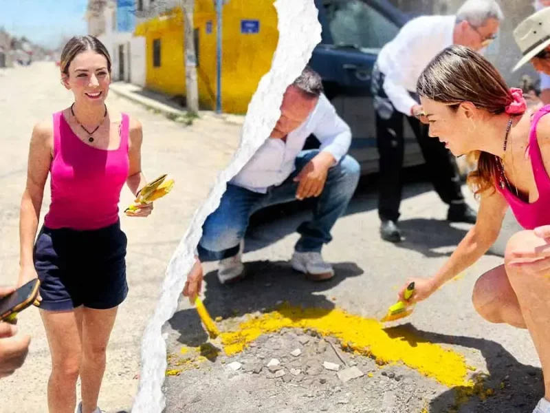 Gio de la Barreda interviene baches en el Distrito X para promocionarse rumbo a 2027