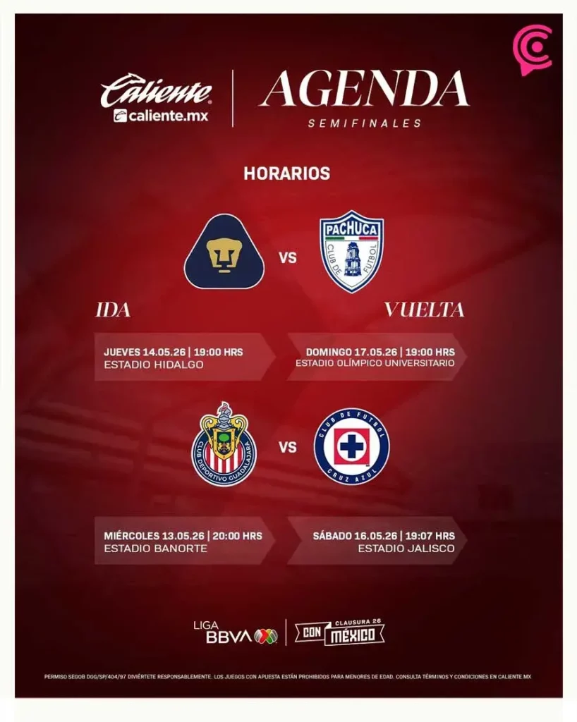 Quedan definidas las semifinales del Clausura 2026 de la Liga MX; fechas y horarios