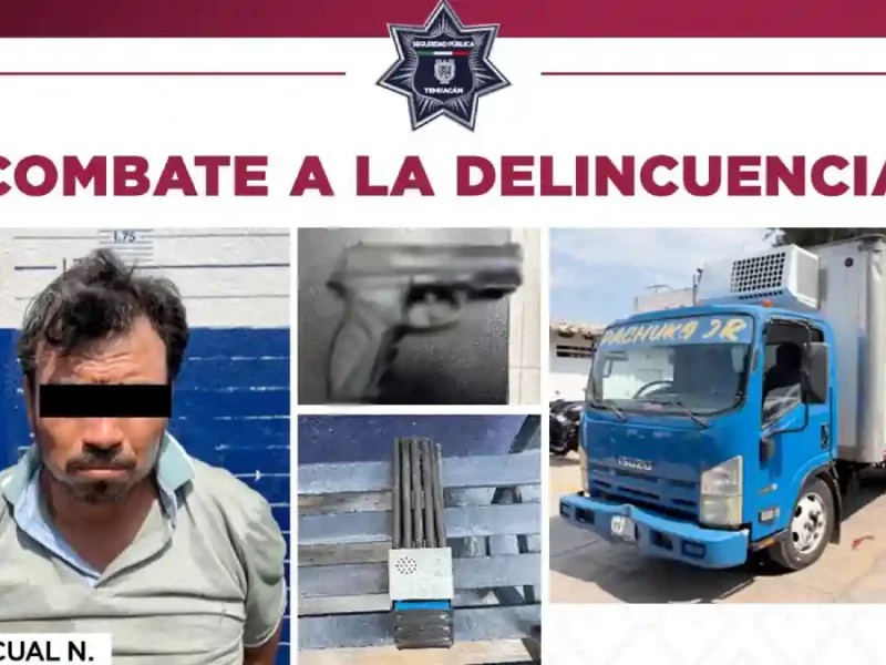 Tecnología y acción de la Policía Municipal dan resultados en Tehuacán; C2 y torres de videovigilancia permiten recuperar camión robado, rescatar a conductor y detener a presunto asaltante