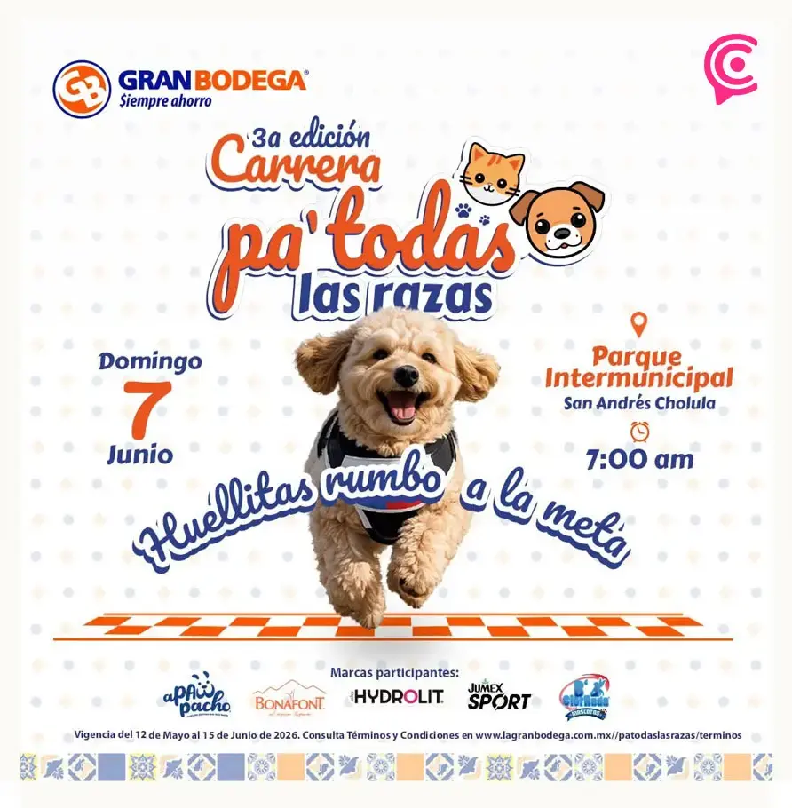 Anuncian Carrera “Pa’Todas las Razas” en San Andrés Cholula; así puedes participar