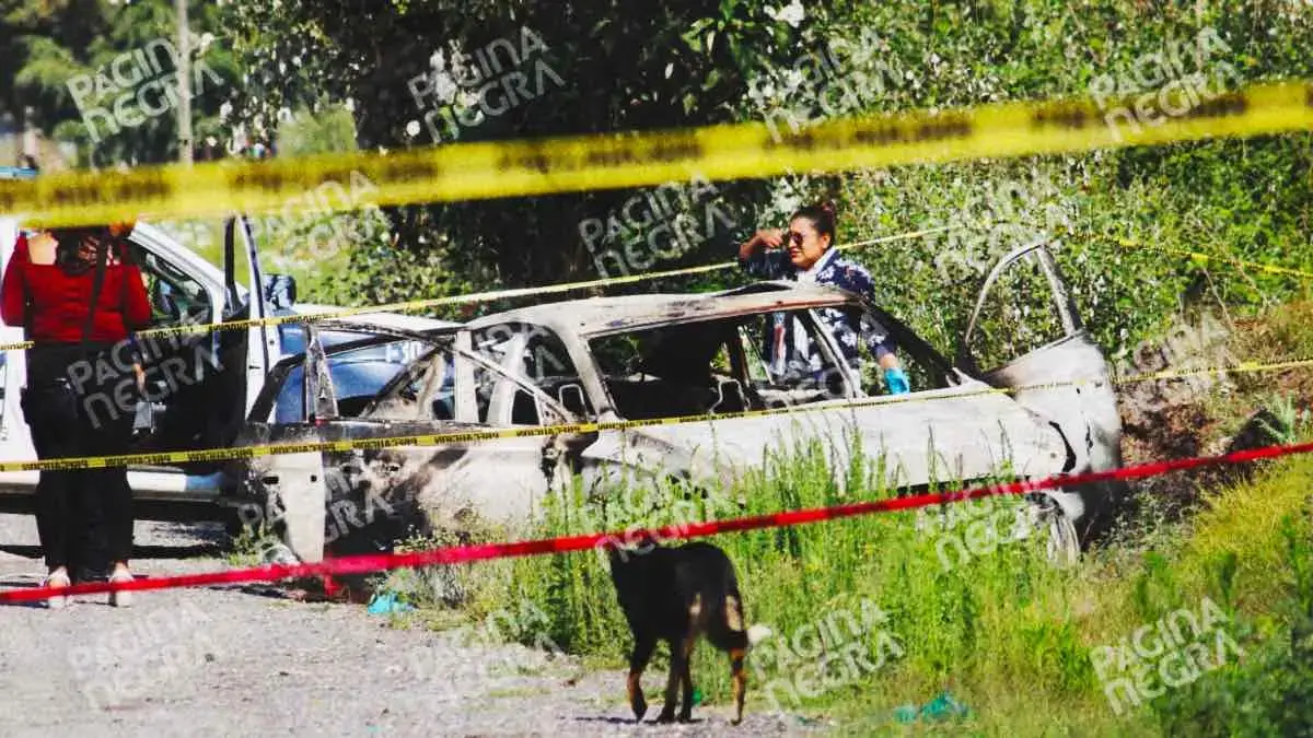 Abandonan cuerpo dentro de auto calcinado en Amozoc, Puebla