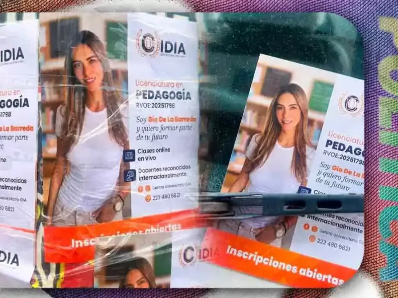 Gio de la Barreda usa universidad de San Pedro Cholula para promover su imagen en Villa Frontera