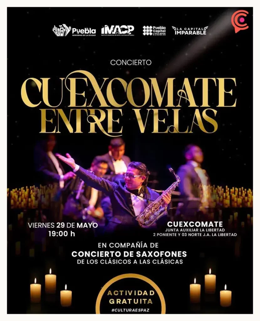 Puebla anuncia nueva edición de "Cuexcomate Entre Velas" con música de saxofón