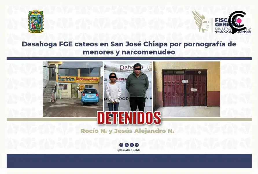 Fiscalía de Puebla rescata a menores y desarticula red de pornografía infantil; abuela y cómplices detenidos