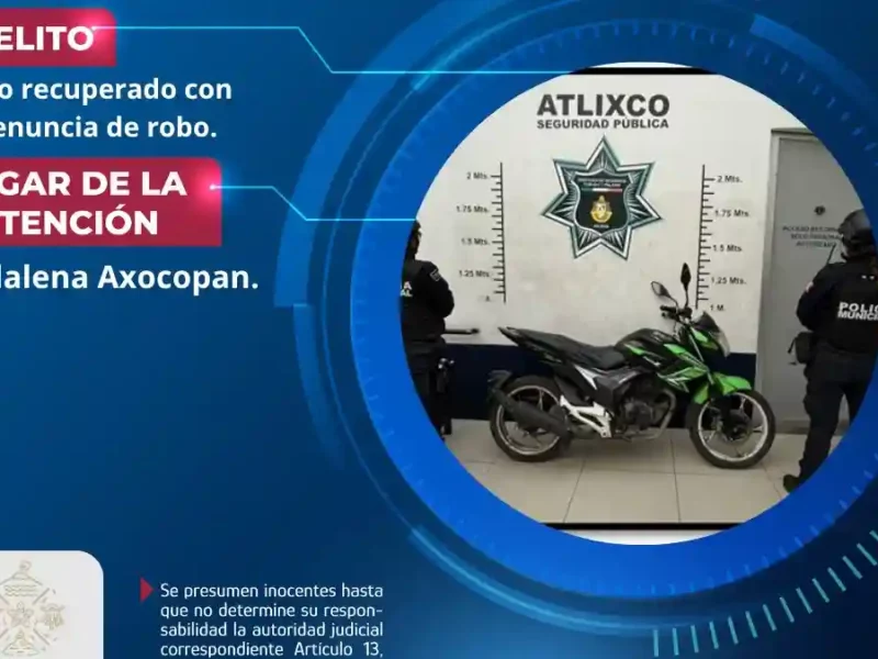 Recupera Policía Municipal motocicleta con predenuncia de robo en La Magdalena Axocopan