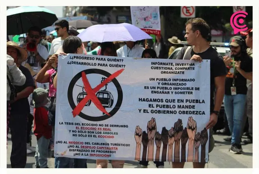 No es progreso, es ecocidio: Colectivos ambientalistas realizan séptima manifestación contra el Cablebús de Puebla