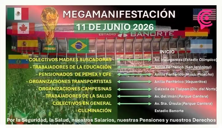 Voz de los Desaparecidos Puebla organiza manifestación en Estadio Cuauhtémoc previo al partido España vs Perú