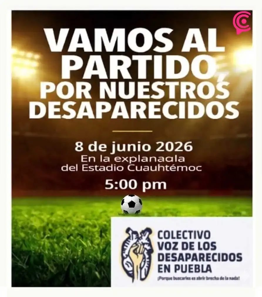 Voz de los Desaparecidos Puebla organiza manifestación en Estadio Cuauhtémoc previo al partido España vs Perú
