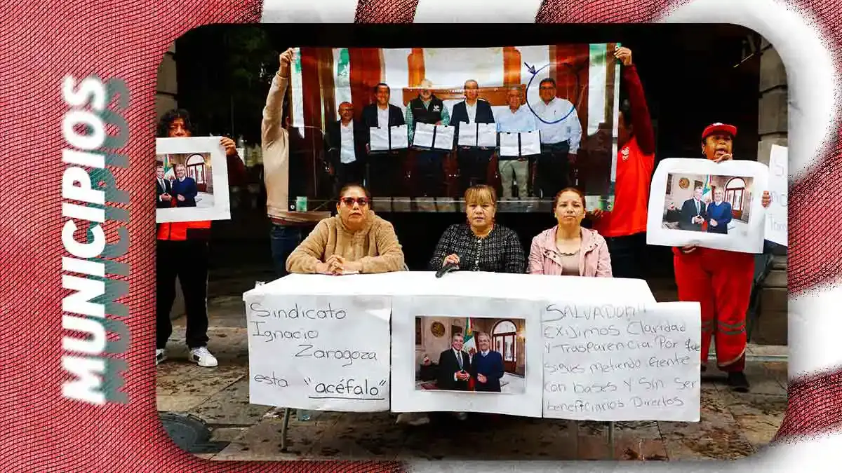 Protesta de Limpia Puebla en Palacio Municipal; "Naranjitas" exigen destitución de Salvador Pérez Xilotl