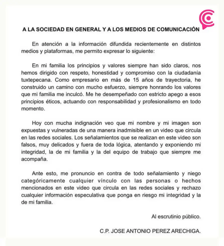 Empresario se deslinda del CJNG tras ser mencionado en videos de detención en San Andrés Cholula