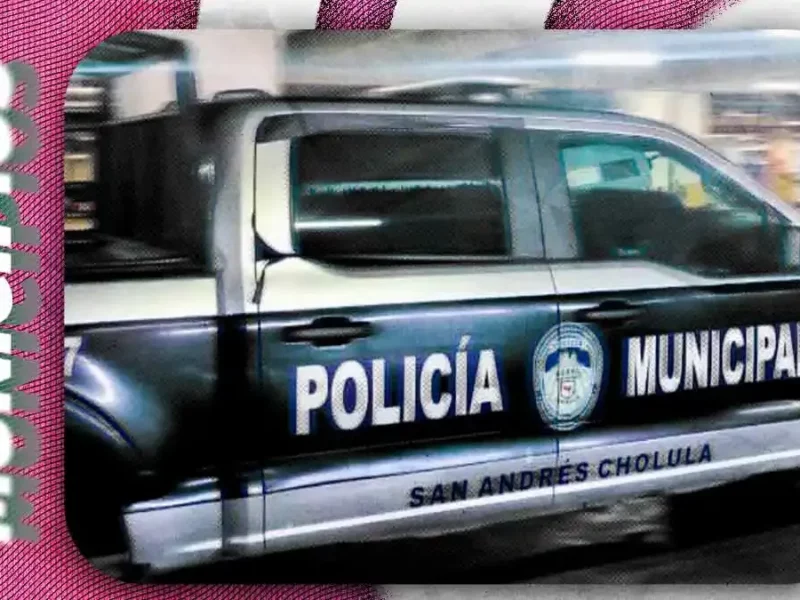 Volcadura de unidad de la Policía Procesal deja cuatro detenidos con lesiones en San Andrés Cholula, Puebla 